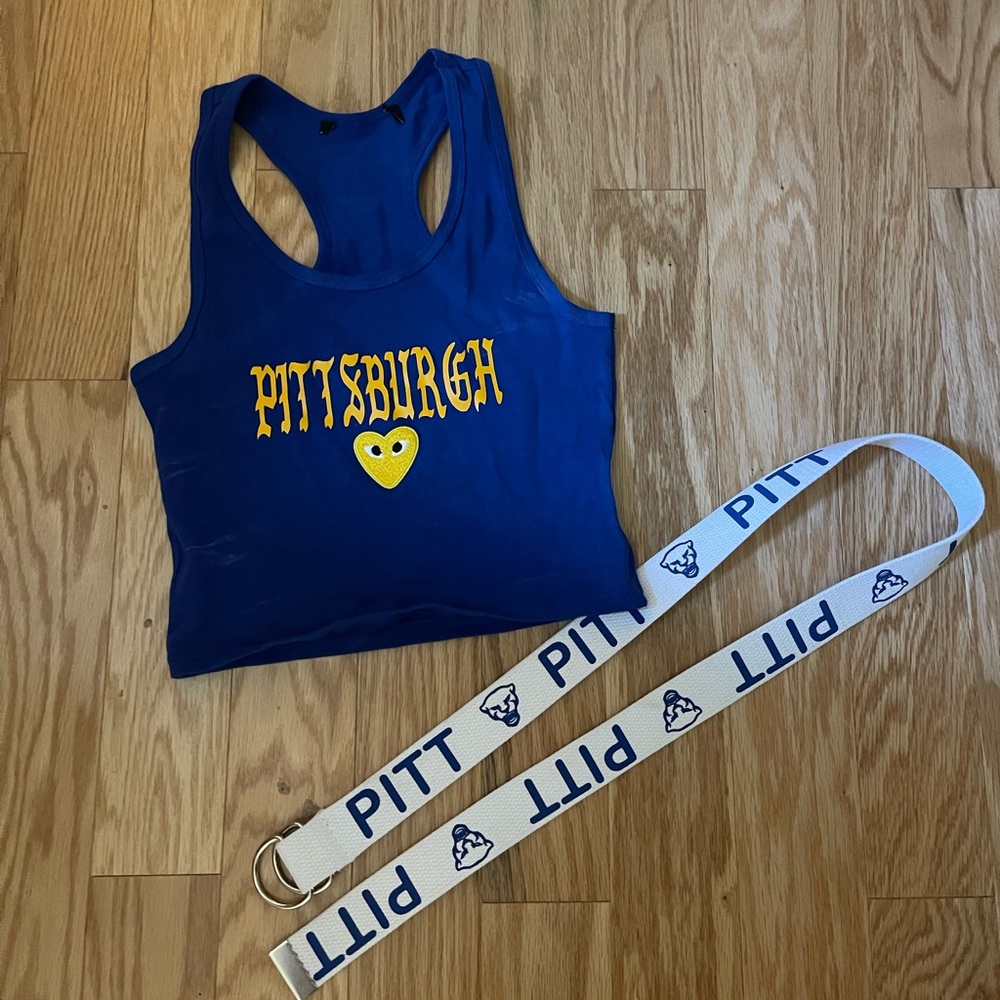 University of Pittsburgh Pitt Gameday Wear Bundle; Small top and belt